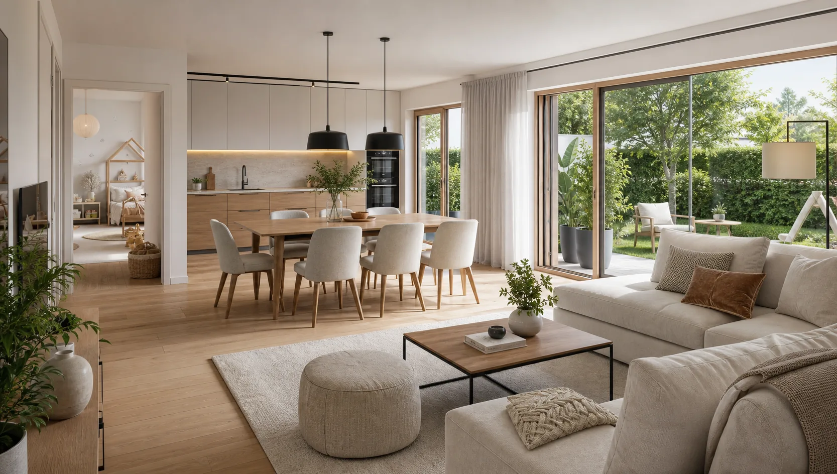 Wizualizacja mieszkania rodzinnego 90 m2